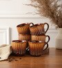 Brown Texture 180 ML Ceramic (Set of 6) Tea Cup