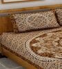 Brown Traditional 120 TC 100% Cotton Queen Bedsheet With 2 Pillow Covers