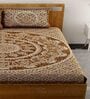 Brown Traditional 120 TC 100% Cotton Queen Bedsheet With 2 Pillow Covers