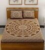 Brown Traditional 120 TC 100% Cotton Queen Bedsheet With 2 Pillow Covers