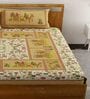 Brown Traditional 120 TC 100% Cotton Queen Bedsheet With 2 Pillow Covers