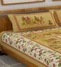 Brown Traditional 120 TC 100% Cotton Queen Bedsheet With 2 Pillow Covers