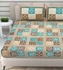 Brown Traditional 144 TC Cotton Double Queen Bedsheet With 2 Pillow Covers