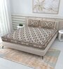 Brown Traditional 144 TC Cotton Double Queen Bedsheet With 2 Pillow Covers