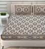 Brown Traditional 144 TC Cotton Double Queen Bedsheet With 2 Pillow Covers