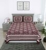 Brown Traditional 144 TC Cotton Double Queen Bedsheet With 2 Pillow Covers