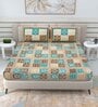 Brown Traditional 144 TC Cotton Double Queen Bedsheet With 2 Pillow Covers