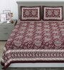 Brown Traditional 144 TC Cotton Double Queen Bedsheet With 2 Pillow Covers
