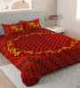 Brown Traditional 180 TC Cotton  King Sized Bedsheet with 2 Pillow Covers