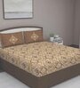 Brown Traditional 180 TC Cotton Queen Sized Bed Sheets with 2 Pillow Covers