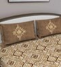 Brown Traditional 180 TC Cotton Queen Sized Bed Sheets with 2 Pillow Covers