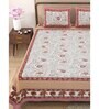 Brown Traditional 240 TC Pure Cotton King Sized Double Bedsheet with 2 Pillow Covers