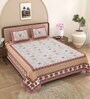 Brown Traditional 240 TC Pure Cotton King Sized Double Bedsheet with 2 Pillow Covers