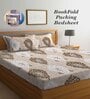 Brown Traditional 300 TC Cotton Blend Double King Sized Bedsheet With 2 Pillow Covers