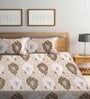 Brown Traditional 300 TC Cotton Blend Double King Sized Bedsheet With 2 Pillow Covers
