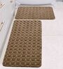 Brown Geometric Cotton 17x25 Inches AntiSkid (Set of 2) Bath Mats