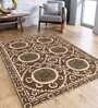 Brown Traditional Cotton 4 ft X 6 ft Hand Woven Hand Printed Rug