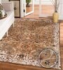 Brown Floral Polyester 4' X 6' Machine Made Carpet