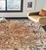 Brown Floral Polyester 4' X 6' Machine Made Carpet