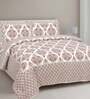 Brown Traditional TC 210 Cotton Double Bed Sheet With 2 Pillow Covers