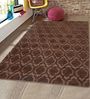 Brown Abstract Microfibre 5 ft x 7 ft Hand Tufted Carpet