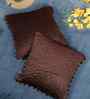 Brown Velvet Abstract 16X16 Inches Cushion Covers (Pack of 2)