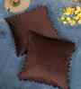 Brown Velvet Abstract 16X16 Inches Cushion Covers (Pack of 2)