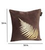 Brown Floral Leaf Velvet 16 x 16 Inches Cushion Covers (Set of 2)