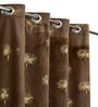 Brown Velvet Abstract 5 Foot Ring Top Window Curtain