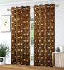 Brown Velvet Abstract 9 Foot Ring Top Door Curtain