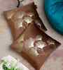 Brown Velvet Floral 16X16 Inches Cushion Covers (Pack of 2)