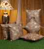Brown Velvet Floral 16X16 Inches Cushion Covers (5Pcs)
