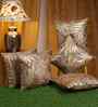 Brown Velvet Floral 16X16 Inches Cushion Covers (5Pcs)