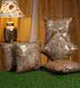 Brown Velvet Floral 16X16 Inches Cushion Covers (5Pcs)