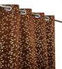 Brown Velvet Floral 5 Foot Ring Top Window Curtain