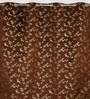 Brown Velvet Floral 5 Foot Ring Top Window Curtain