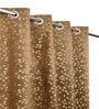 Brown Velvet Floral 5 Foot Ring Top Window Curtains Set Of 2