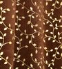 Brown Velvet Floral 5 Foot Ring Top Window Curtains Set Of 2