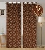 Brown Velvet Floral 7 Foot Ring Top Door Curtain