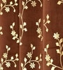 Brown Velvet Floral 7 Foot Ring Top Door Curtain