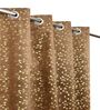 Brown Velvet Floral 9 Foot Ring Top Door Curtain