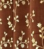 Brown Velvet Floral 9 Foot Ring Top Door Curtain