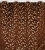 Brown Velvet Floral 9 Foot Ring Top Door Curtains Set Of 2