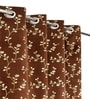 Brown Velvet Floral 9 Foot Ring Top Door Curtains Set Of 2