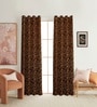 Brown Velvet Floral 9 Foot Ring Top Door Curtains Set Of 2
