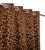 Brown Velvet Floral 9 Foot Ring Top Door Curtains Set Of 2