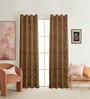 Brown Velvet Floral 9 Foot Ring Top Door Curtains Set Of 2