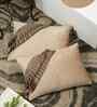Brown Velvet Geometric 12X18 Inches Cushion Covers (Pack of 2)
