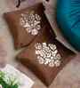 Brown Velvet Geometric 16X16 Inches Cushion Covers (Pack of 2)