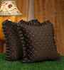 Brown Velvet Geometric 16X16 Inches Cushion Covers (Pack of 2)